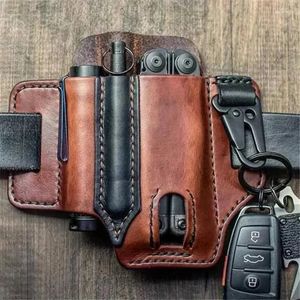 Aufbewahrungstaschen Taktische Multi -Werkzeuggürtel Lederbeutel Holster Outdoor Camping Tragbare Jagd Taille Tasche