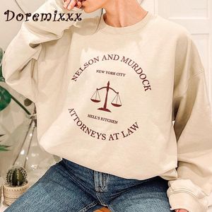 Law Sweatshirts Cotton Jumper CrewneckカジュアルMamurdock Pullover Unisexの女性のパーカーネルソンとマードックの弁護士