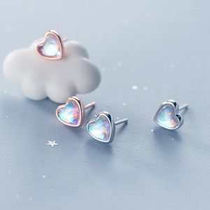 Stud Küpe Mloveacc S925 STERLING Gümüş Moda Kalp Opal Sentetik Kristal Takı Kadınlar İçin Lady Kızı Hediyesi