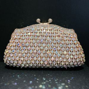 Evening Bags Pink Crystal Wedding Purse Diamond Bridal Party Handbag Luxury Evening Clutches Cocktail Gemstone Clutch Bag 230803