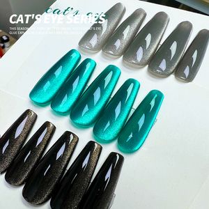 Smalto per unghie Annies Black Diamond Cat's Eye Gel Green Emerald Gloss olografico Glitter Cat's Eye UV Gel per unghie Nail Beauty 230804