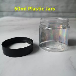 Großhandel Leere Verpackungsflaschen Hologramm 3,5 Gramm 60 ml Dünne Mint-Mylar-Beutel Plastikglasbehälter Trockenkräuterblumenbehälter LL