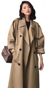 Trench da donna 2023 Cappotto lungo da donna Giacca cachi casual per studenti Autunno