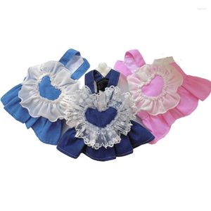 Vestuário para cães Gato Vestido Princesa S-XXL Primavera/Verão Renda Amor Alça Jeans Tamanho Pequeno e Médio Pomeranian Teddy Roupas para Animais de Estimação