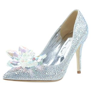 Argento Champagne Rosso Fashion Designer di lusso Cenerentola Scarpe da donna Tacchi alti Scarpe da sposa da sposa Crystal Evening Party Prom Sum276b