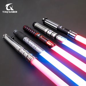 LED SwordsGuns TXQSABER Lightsaber Neo Pixel RGB Smooth Swing Metal Hilt for Heavy Dueling 12 Color Force FOC Blaster Laser Sword Jedi Toys 230804