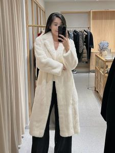 Женские пальто осень и зима Loro Piana White Mink Wool Cashmere Long Coats