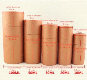 Moda 50pcs 10-100ml Yağ Şişesi Kraft Kağıt Parfüm Paketleme Kutusu Boru Paket Kılıf Damlası Damlası Yuvarlak Karton Hediye Kutusu Festival için