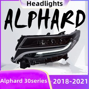 Car Styling Driving Lights For Alphard 30 Series 2018-2021 Headlight LED Assembly Modified Version With 3 Eyes Headlamp