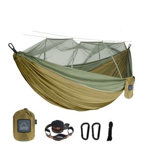 Hammocks Portable Travel Outdoor Camping Hanging Sleeping Single and Double Hammock with Mosquito Net 230804