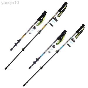 Trekking biegunki 1PC Kodenor Włókno Walk Szybka laska TELESPOPIC 3-sekcja Zewnętrzny zamek Składanie Lekkie 63-135cm prosty uchwyt HKD230804