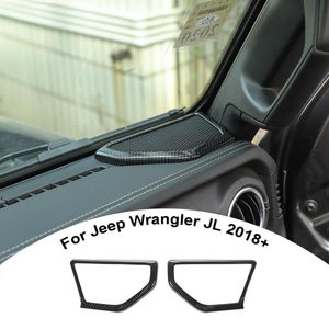 Capa de decoração de anel de alto-falante ABS de fibra de carbono A para Jeep Wrangler JL 2018 Auto Interior Accessories351Y