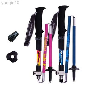 Trekking Poles Pioneer Folding Handing Walking Stick Lätt kolfibrer Aluminium 3+2 delar Externt lås utomhus bergsklättring HKD230804