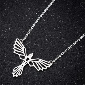 Pendant Necklaces Fashion Cute Origami Bird Necklace For Women Long Chain Phoenix Stainless Steel Custom Geometric Jewelery Gift