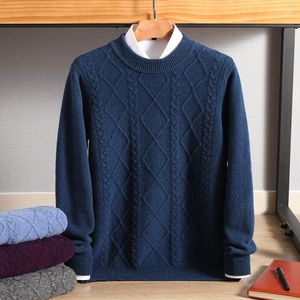 Herrtröjor Autumn/Winter Korean Brand Pure Wool Cold Blus andningsbar modeströja Rund nackplädtröja