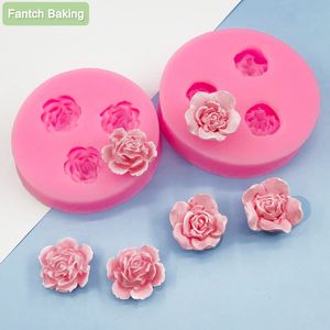 Bakningsformar 3 Hold Little Bloom Rose Silicone Mold Fondant Cake 3D Chocolate Flower Cupcake Candy Decoration Tool Harts Användbar 230803