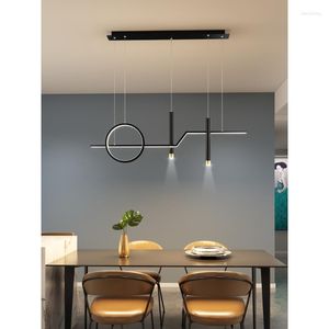 Ljuskronor Art Led Dining Chandelier Simple Modern Minimalist Lines Nordic Table Light Creative Bar Counter Long Strip Designer Lamp