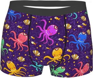 Cueca Boxer Masculina Cueca Boxer Colorida Calção Octopus Macio Respirável Calção Calcinha Com Salto Bolso Para Homens Meninos