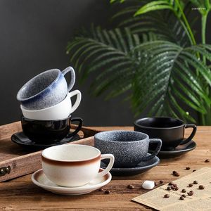 Xícaras Pires Conjunto de xícara de chá de cerâmica japonesa ecologicamente correto Conjuntos criativos de caneca de café vintage Cores sólidas Suprimentos de cozinha