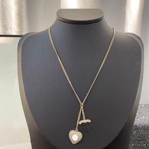 Shiny Diamond Long Pendant Necklaces Double Letter Sweater Chain Necklace Women Love Pendants