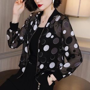 Women's Jackets Polka Dot Thin Short Jacket Casual Loose Coat Summer Chic Spliced Jaquetas Korean Fashion Elegant Ceket Trend Chaquetas