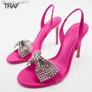 Scarpe eleganti TRAF Tacchi alti a farfalla da donna Sandali neri rossi Tacchi alti da donna eleganti Sandali con tacco alto alla moda di design di lusso Z230804