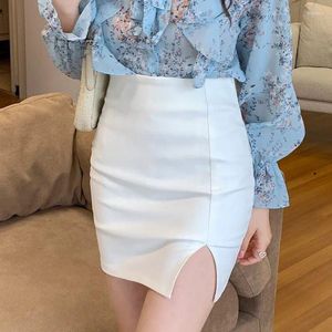 Skirts Office White Women's Skirt Formal With Slit Wrap Midi For Woman Tight Black Modest Summer 2023 Aesthetic Fashion Clothes