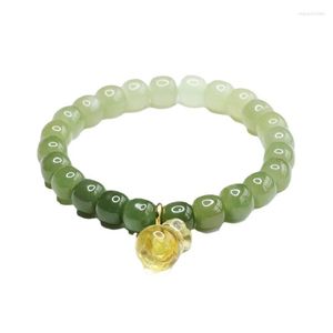 Link Bracelets Natural Hetian Jade Bracelet Citrine Jewelry