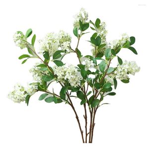 Decorative Flowers 78cm Artificial Hydrangea Flower White Wedding Ceremony Arrangement Simulation Fragran Floriferous Branch Home Decoration