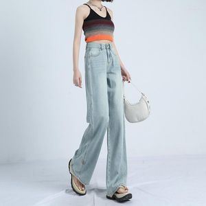 Women's Jeans Luxury High-end Imitation Brand Designer Casual Loose Light Color Holiday Style Washed Personality Label