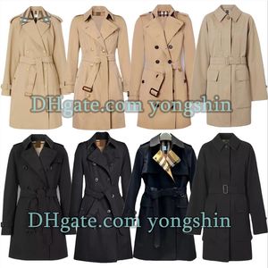 Trench da donna Capispalla Giacca a vento lunga Cappotto antipioggia Cappotto scozzese doppio petto migliore qualità Cappotti kaki Cappotto a vento moda Taglie forti Abbigliamento