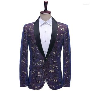 Męskie garnitury Blazer Men Wzór błyszczącą kolorową kurtkę męską kostiumy dla śpiewaków moda ubrania taniec w stylu sukienka w stylu