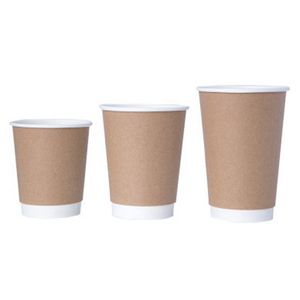 500pcs/Lot Kraft Paper Coffee Cups With Lid 3 Sizes Milk Tea Thick Disposable Cup Coating Brown Coffee Cup