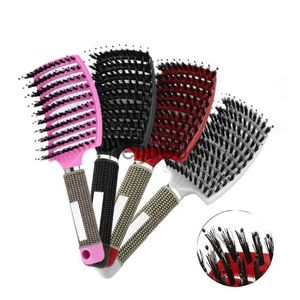 Hårborstar Detangling Hårborste Hårbotten Massage Comb Brestle Curly Long Hair Comb Brush For Salon Frisör Styling Tools X0804