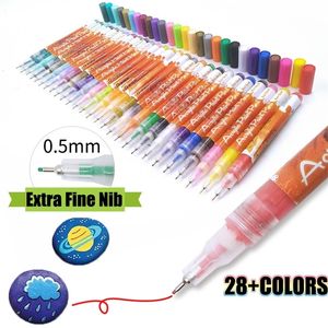 Markers 28 Colors Oil-Based Paint Markers 0.5 Vibrant Pen Permanent Quik Drying Marker Write For Kid Fine Point Ceramic Glass Wood 230803