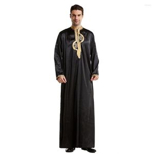 Abbigliamento etnico 2023 Raso Jubba Thobe Uomo musulmano Abito a maniche lunghe Abito islamico arabo saudita Eid Ramadan Thoub Thawb Abaya Abito caftano