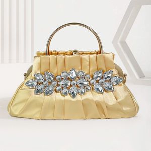 Evening Bags Party dinner Ruched handbag luxury ladies wedding cluches Fashion elegant silk imitation synthetic diamond evening bags B546 230803