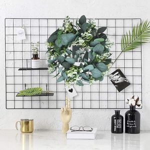 Decorative Flowers Artificial Eucalyptus Wreath Christmas Plant Simulated Background Wall Garlands Wedding Party Home Decoration