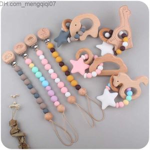 Pacifier Holders Clips# 2 new baby pacifier clip chain dummy brackets Nipple children's pacifier clip teeth toy cartoon wooden brackets Z230804