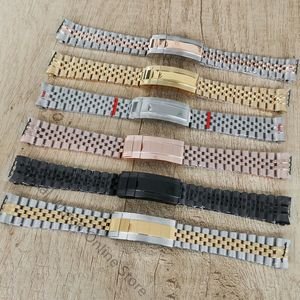 Watch Bands 20MM Stainless Steel Band Single Folding Buckle Solid Screw Links Watchband Strap Vintage Jubilee Bracelet 230803