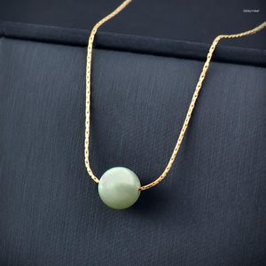 Pendant Necklaces SINLEERY Stainless Steel Scrolling Green Stone Necklace For Women Gold Color Choker Chains Fashion Jewelry SSB