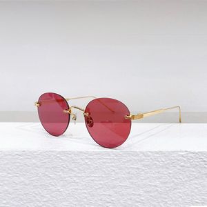 Rimless güneş gözlükleri altın metal kırmızı lens erkekler sunnies gafas de sol tasarımcılar güneş gözlüğü tonları occhiali da sole uv400 gözlük