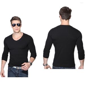 Men's Suits B8384 Fit T-Shirt Long Sleeve Crew V-Neck Solid Color Casual Sports Muscle Tees Plus Size Simple Style T-shirts