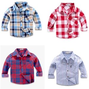 Kids Shirts Boy's Girl's Shirts Casual Camisa Masculina Girl Blouses Children Kids Cotton Clothes Baby Boy Plaid Long Sleeve Shirts 230803