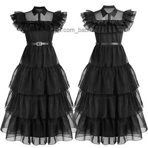 Tema Costume Halloween Party Comes Movie Mercoledì Gioco di ruolo Costume Wednesday Adams Role Play Comes Gothic Abbigliamento per bambini per adulti Z230804