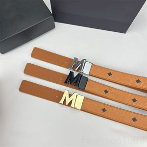 Unisex fashion belt for man designer cinturones plated gold letter m buckle leather luxury belts business party black brown white womens belt mature PJ015 C23