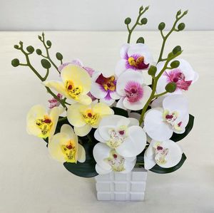 Dekorativa blommor fjäril orkidé konstgjord brud bukett år fest kawaii rum dekor hem bröllop dekoration tillbehör