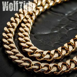 10 14 14 mm miedziane męskie łańcuch łańcucha choker naszyjnik lodowy 18K prawdziwy złoty biały ton Miami Hip Hop Punk Rock Rapper Bling Curb Curb Curb Curbise Prezenty dla chłopców