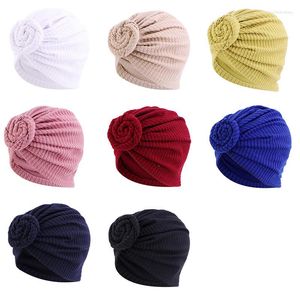 Berets Donut Tam-O'-Shanter Solid Color Cotton Knotted Ball Cap Chemotherapy Hat Factory Direct Sales