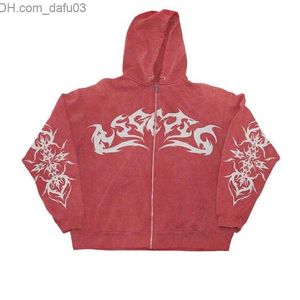 Herrtröjor tröjor amerikansk retro söt het hoodie super nisch street trend tröja ins löst hoodie kvinnor jacka z230804